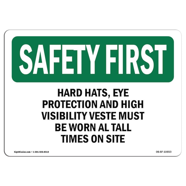 OSHA, Hard Hats Eye Protection & High Visibility, 24in X 18in Rigid Plastic, 24" W, 18" H, Landscape